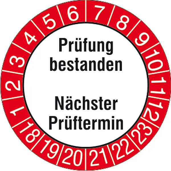 Prüfplakette »Prüfung bestanden/Nächster Prüftermin«