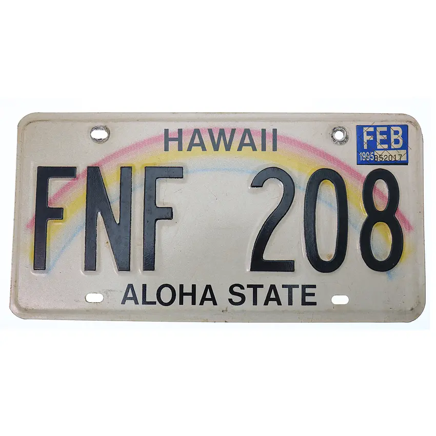 US Kennzeichen Hawaii mit Regenbogen - original Nummernschild aus den USA