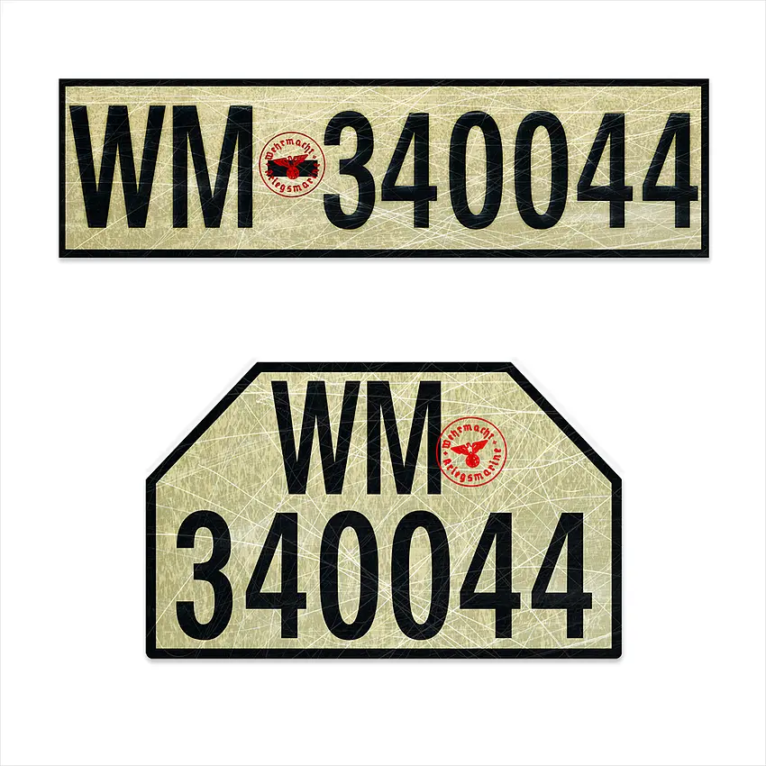 2er-Set historische Motorrad Nummernschilder - Wehrmacht Marine