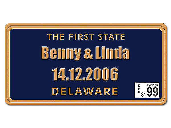 Delaware - The First State - US-Nummernschild mit Wunschtext bedruckt