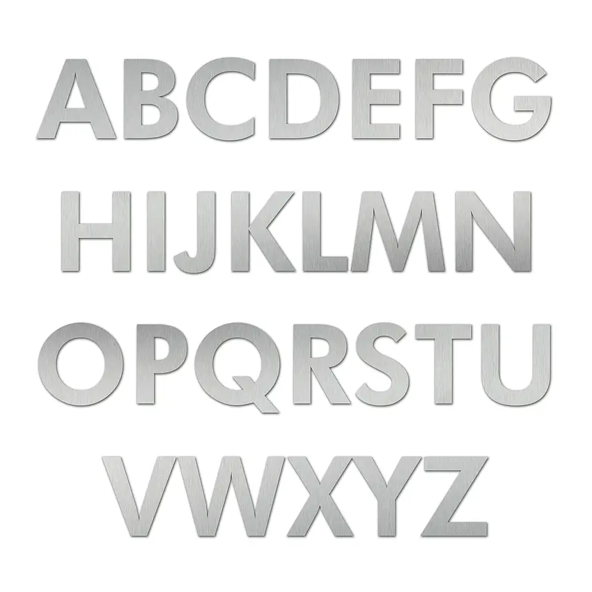 Edelstahl Buchstaben in mehreren Größen Schrift Futura