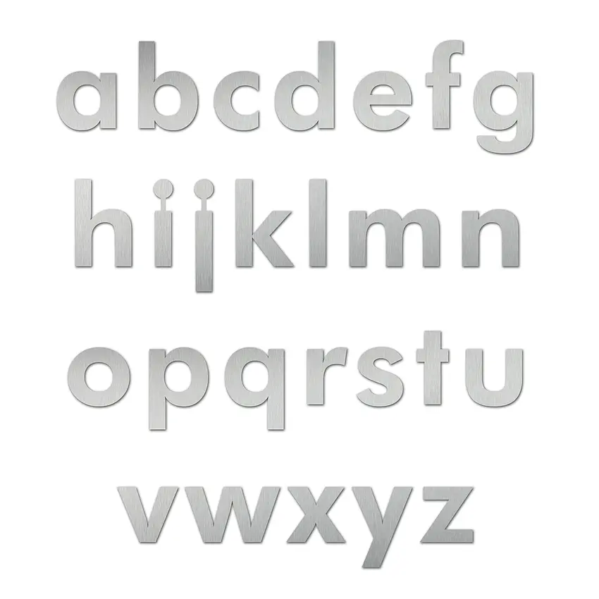 Edelstahl Kleinbuchstaben in mehreren Größen Design Futura