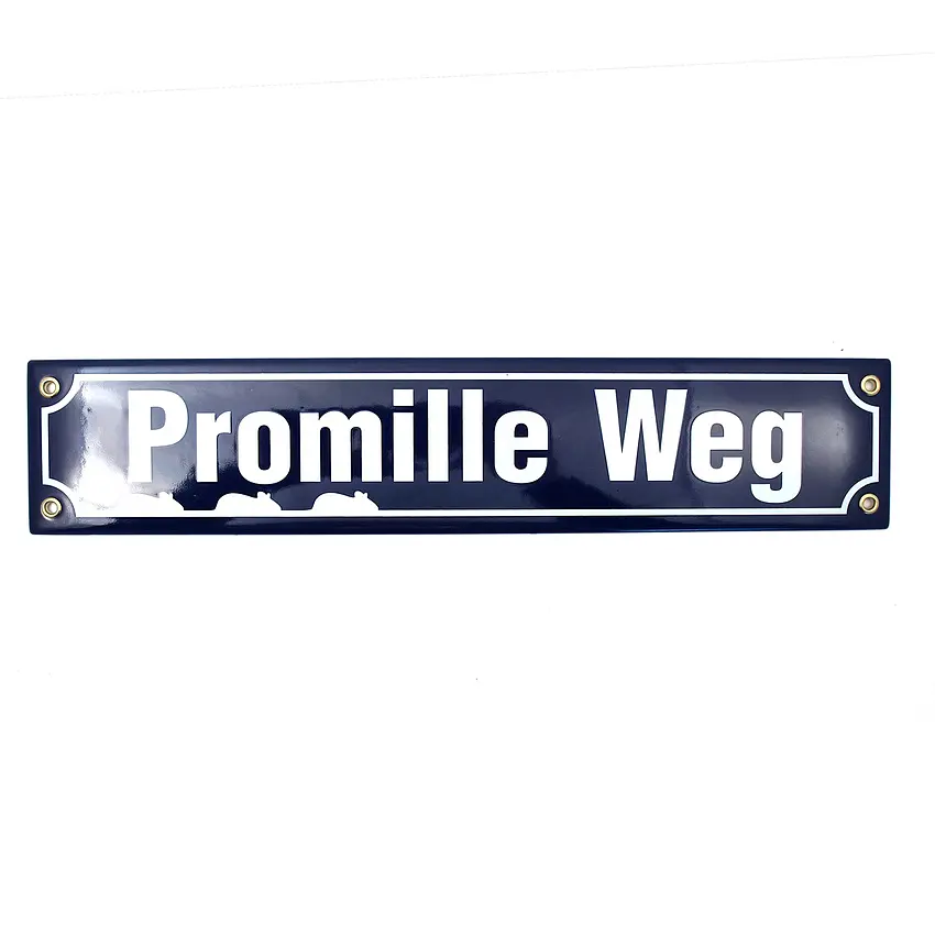 Emailleschild Promille Weg 40 x 8 cm