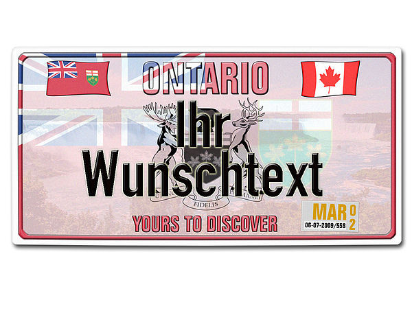 Kanada - Nummernschild Ontario mit individuellem Wunschtext