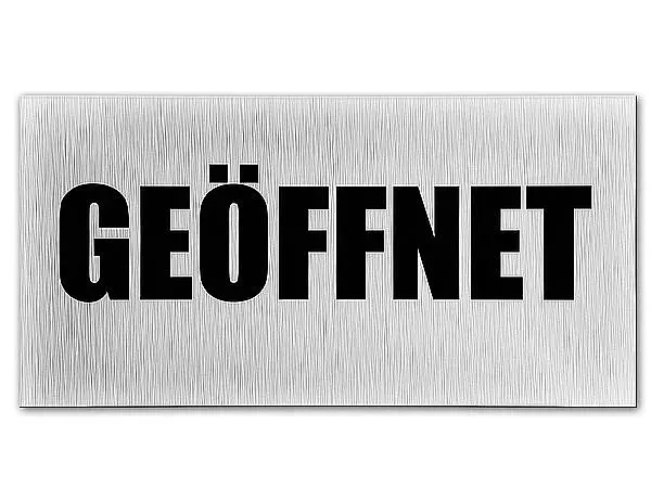 Geöffnet Schild - Türschild aus Aluminium für die Ladenbeschriftung