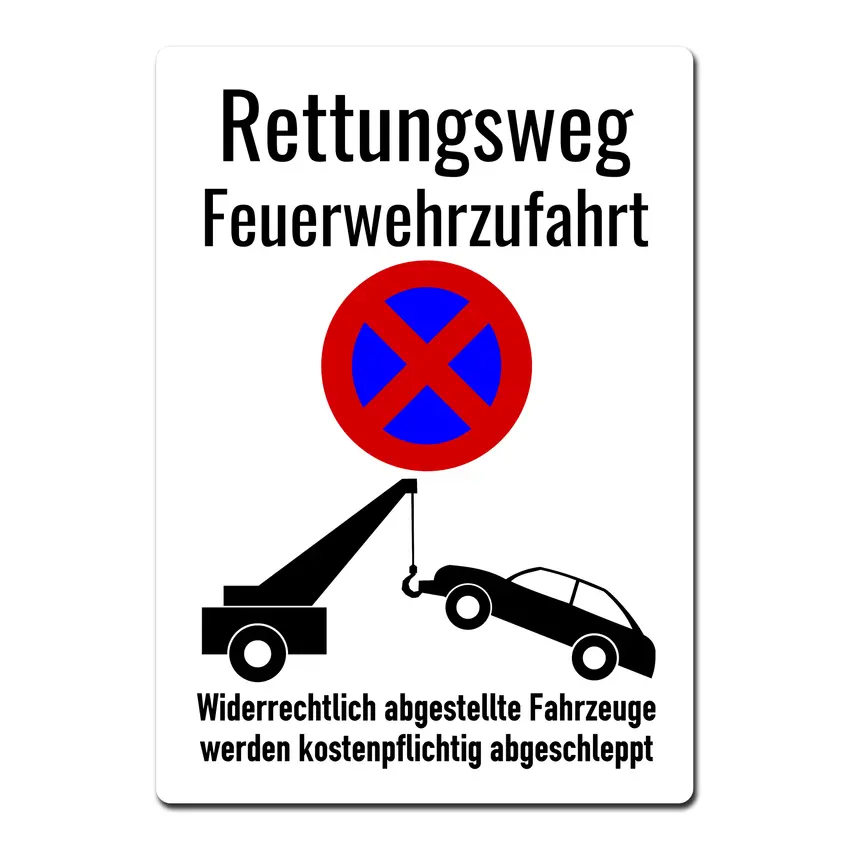 Rettungsweg Feuerwehrzufahrt - Aluminiumschild im A4-Format