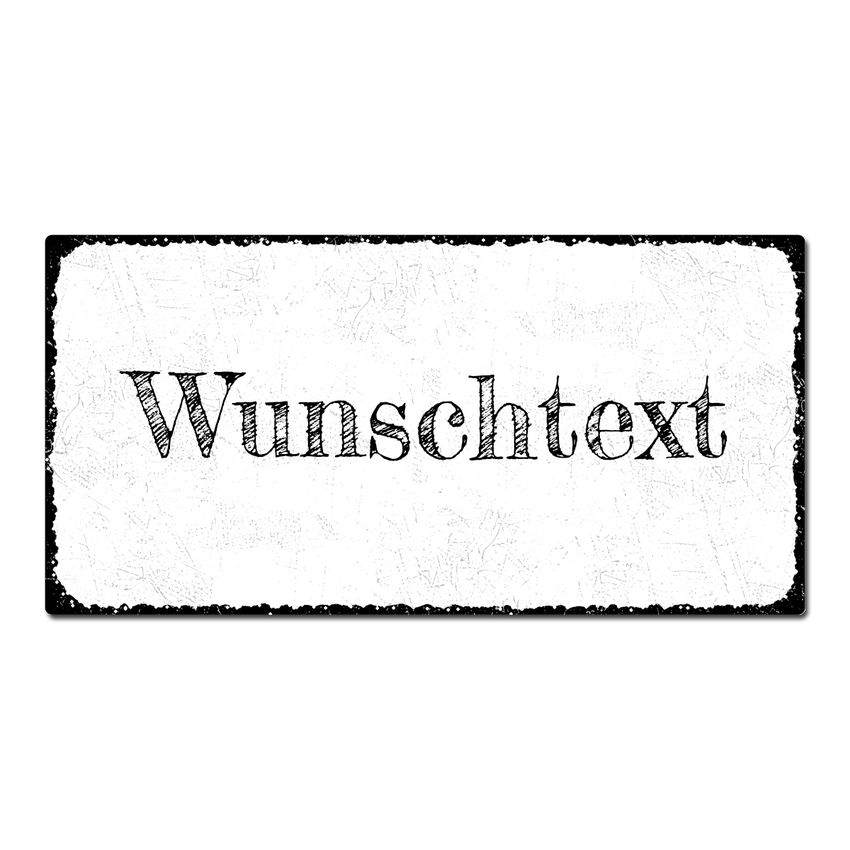Vintage Schild mit Wunschtext - 300 x 150 mm wei medium