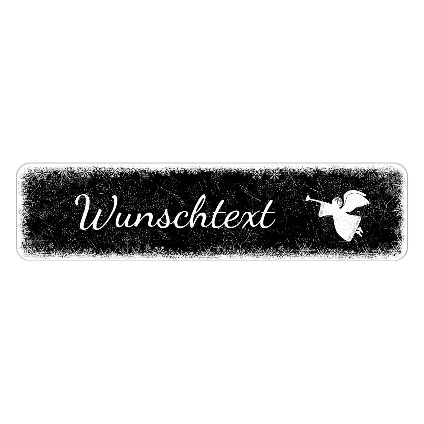 Schild Schneeflckchen mit Wunschtext 300 x 75 mm schwarz