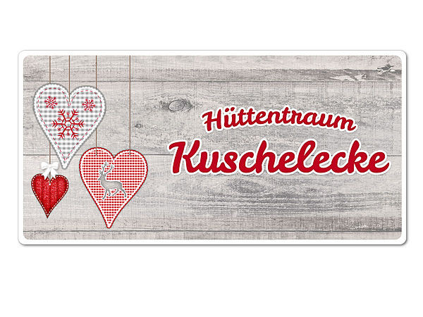 Dekoschild Httentraum mit Wunschtext - 200 x 100 mm Motiv Herzen