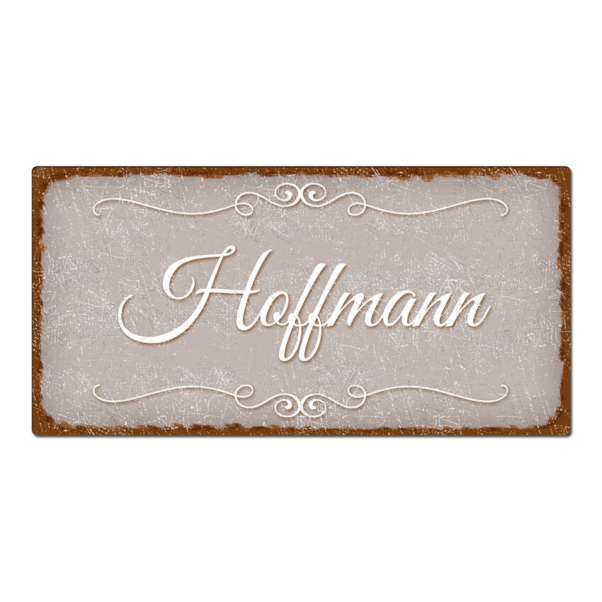 Dekoschild im Vintagestyle mit Wunschtext taupe 300 x 150 mm medium