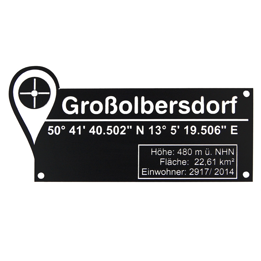 Schild mit GPS-Daten aus Acryl - in vielen Farben