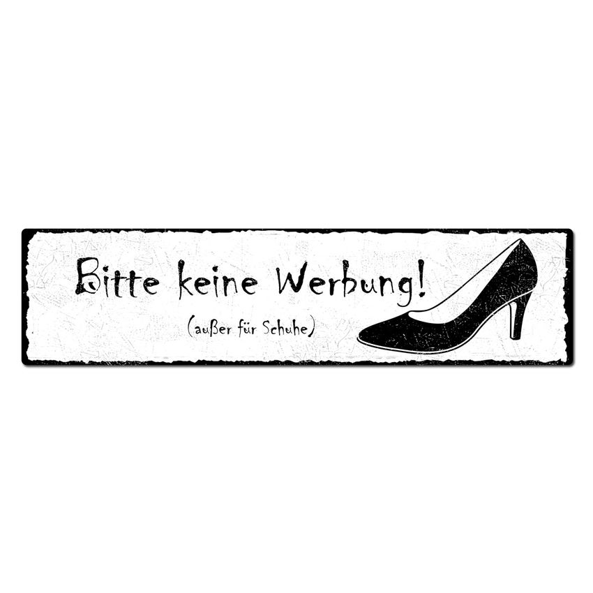 Keine Werbung auer fr Schuhe - Vintage Schild 150 x35 mm wei