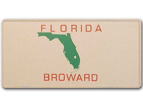 Florida Plate - Broward - mit Wunschtext in Folienschrift