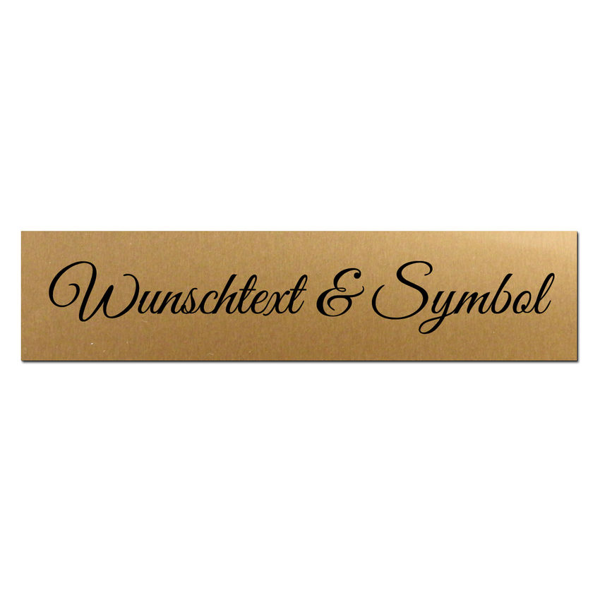 Goldenes Namensschild mit Wunschtext und Symbol - Gre 150x35 mm - gold/schwarz