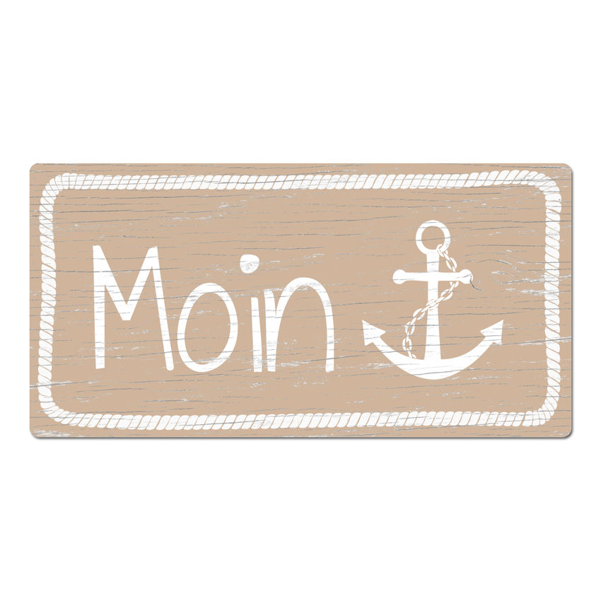 Schild Moin 200x100 mm - oder mit einem anderen Wunschtext cappuccino small