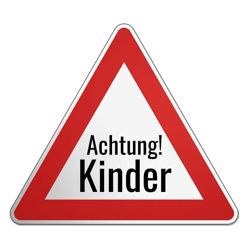 Dreieckiges Verkehrsschild Achtung! Kinder