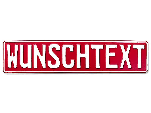 Prägung - Deutsches Kennzeichen mit Wunschtext rot