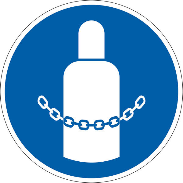 Gebotsschild Gasflaschen sichern