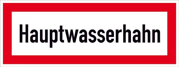 Hinweisschild für die Feuerwehr »Hauptwasserhahn«