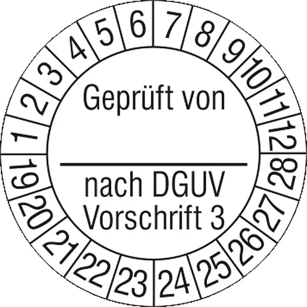 Prüfplakette »Geprüft von_nach DGUV Vorschrift3«