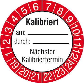 Prfplakette Kalibriert am: durch:, Nchster Kalibriertermin