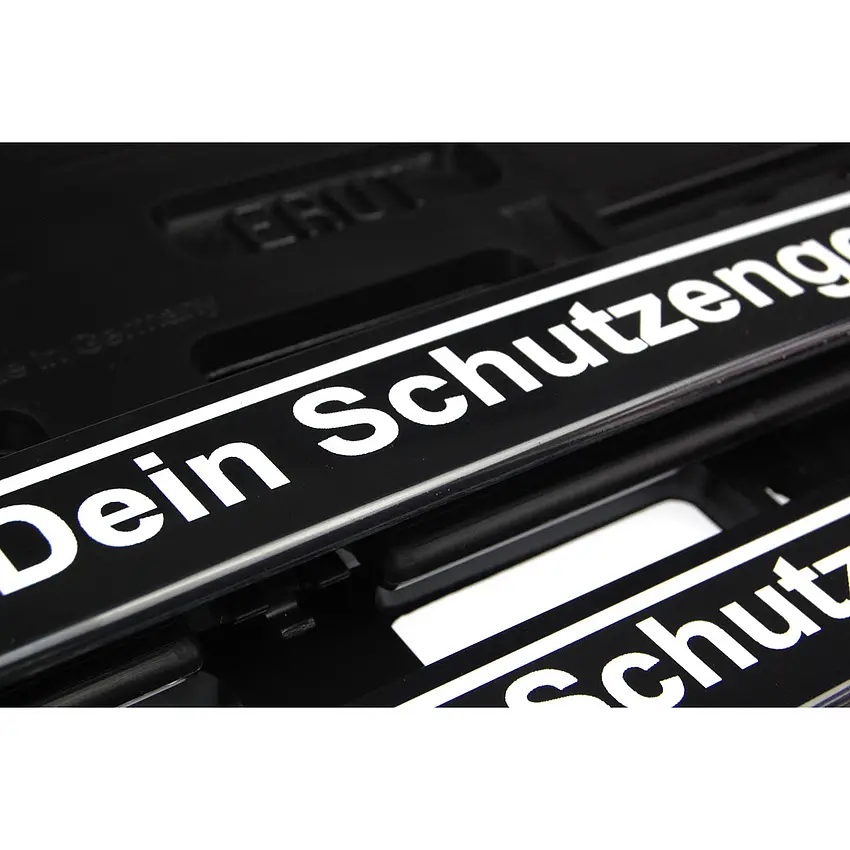 Kennzeichenhalter mit Wunschtext - schwarz/weiß - Größe: 52 cm - pro Stück