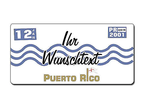 Puerto Rico Kennzeichen mit Wunschtext bedruckt 30 x 15 cm - Schilder  online kaufen