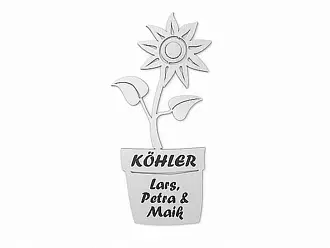 Edelstahlschild mit Klingel - Blume