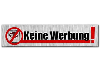 Aluminiumschild - Keine Werbung - aluminiumfarben