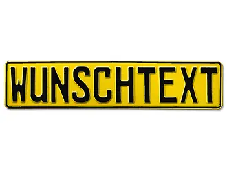 Prägung - Deutsches Kennzeichen mit Wunschtext 1-farbig gelb - Schilder  online kaufen