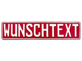Prägung - Deutsches Kennzeichen mit Wunschtext rot - Schilder online kaufen