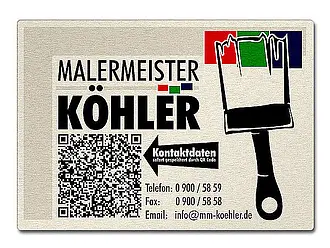 Schild mit QR-Code aus Aluminium - Hintergrund silber gebürstet