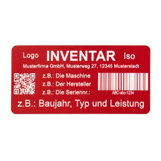 Maschinenschild mit QR-Code und Strichcode