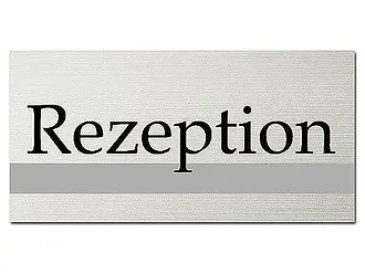 Schild aus Aluminium - Rezeption