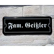 Emaille Türschild - schwarz/weiß