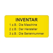 Inventarschild gelb/schwarz